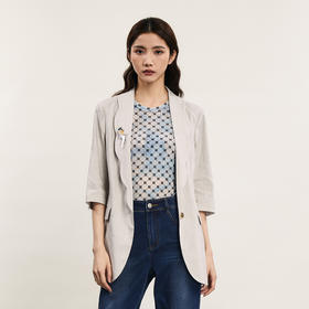 谜底一粒扣西服外套女2024年夏新品通勤风百搭宽松西装242MW0648