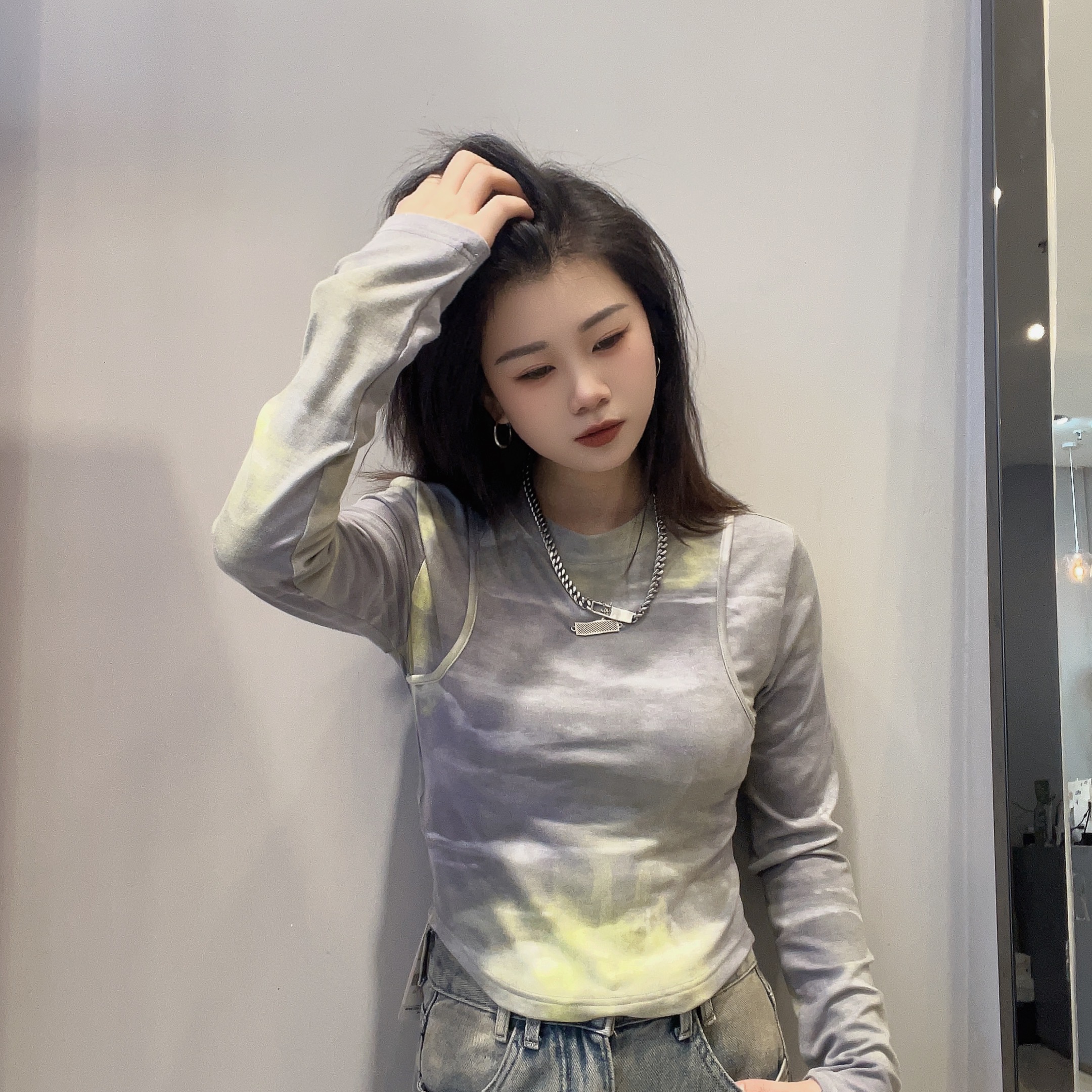 GD漂染短款长袖T恤31230 春季 050331033120