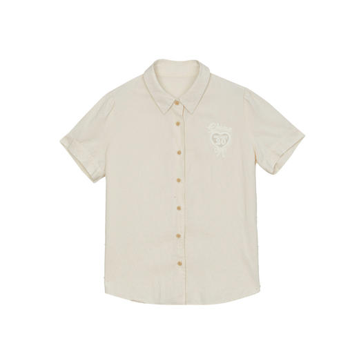 谜底衬衫短袖女士2024年夏季新品通勤风百搭H型刺绣衬衣242MC0626 商品图4