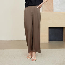 玳莎19姆米弹力双乔宽松真丝直筒裤2024春季新款桑蚕丝透气薄款简约百搭休闲裤  EB36306