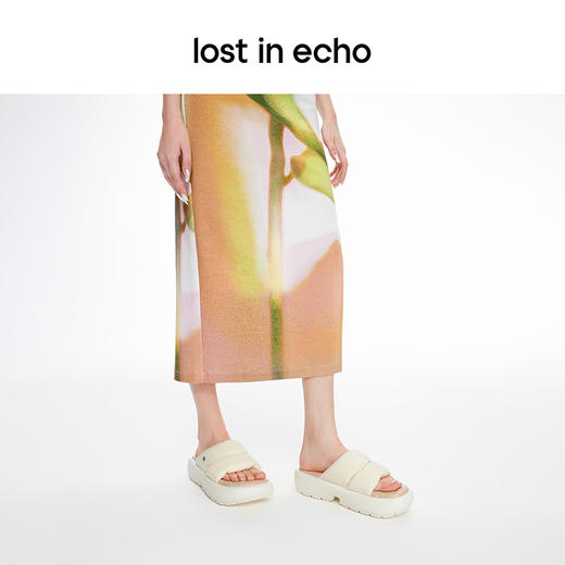 lost in echo2024新品设计师品牌填充感双条带厚底面包拖鞋沙发拖 商品图3