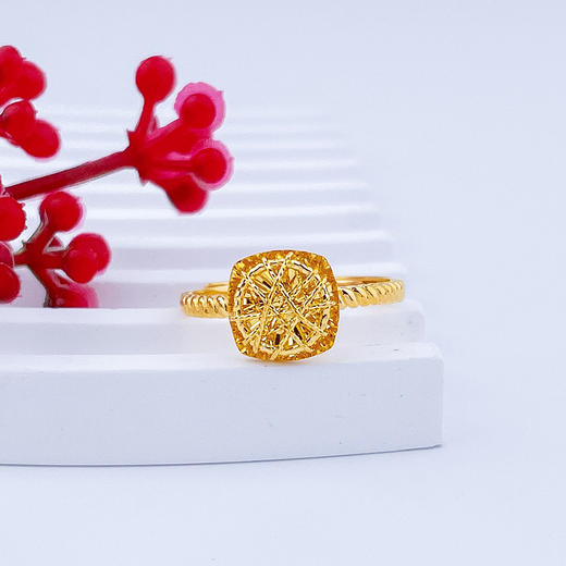 【限时克减150元】足金999 #小方糖 #小红书 (足金999字印)5G黄金活口戒指影底绕线小方糖女戒(5GJZ00750)（特殊产品下单后不退款不退货不换货不补差价） 商品图0