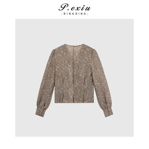 04-3潘依绣丁丁宠粉PanYiXiu/潘依绣【桃夭诗诗】天丝立体纹理泡泡纱斜襟衬衫 W-61891 商品图2