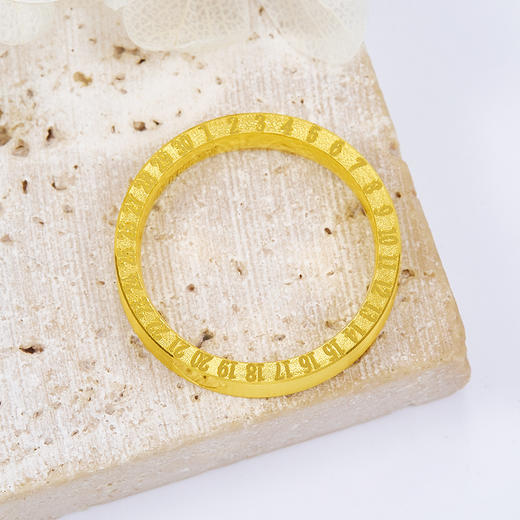 【限时克减150元】足金999.9 #小红书 【精品】实心CNC情约一生爱你一生时光数字戒指年轮戒指固口圈戒(OJZ00005)（预售产品下单后不退款不退货不换货不补差价 商品图3