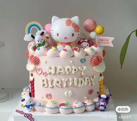 【臻品系列】---【可爱凯蒂猫】蛋糕（小玩偶随机，符合主题）