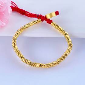 【限时7.5折】【定价黄金】足金 #小红书  #电商超轻  #盘缠  无氰5D五路财神手串碎碎金红绳调节成品手串(AJ5DSC00008)（预售产品下单后不退款不退货不换货不补差价）