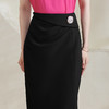 米思阳2026春季新款通勤优雅半身裙褶皱开叉修身气质小黑裙女0584 商品缩略图4