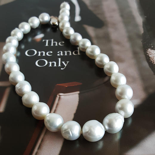 【天然正品】天然精品约11.8-15.1MM巴洛克澳白海水珍珠项链42CM 100324NJS02 商品图4