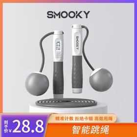 SMOOKY智能升级款五按键跳绳成人无绳两用负重智能手柄*2（一个计数手柄） 绳子2.8m*1 无绳球*2