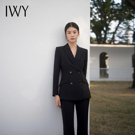IWY/黑色西装套装修身长袖显瘦高级感商务正式场合通勤西服ol工装C13309+P33309 商品图4