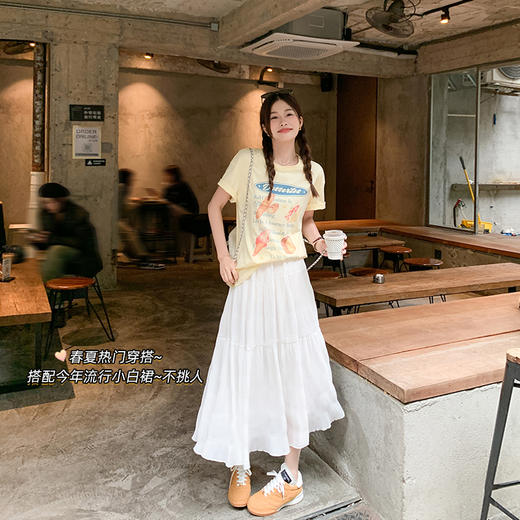 <曾小咸推荐>【街拍爱豆】黄色T恤+裙子 商品图0