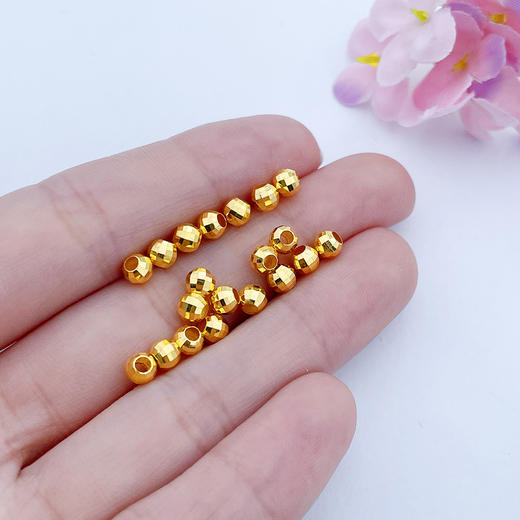 【限时7.5折】【定价黄金】足金 【无字印】3D硬金散珠转运珠圆镭射珠路路通手串配件（20粒总长约6.8cm，20粒/件）(V3DSC00334)（预售产品下单后不退款不退货不换货不补差 商品图2