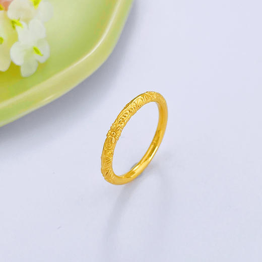 【限时克减150元】足金 3D硬金空心固口紫荆花圈戒樱花圈戒(V3DJZ00003)（预售产品下单后不退款不退货不换货不补差价） 商品图0