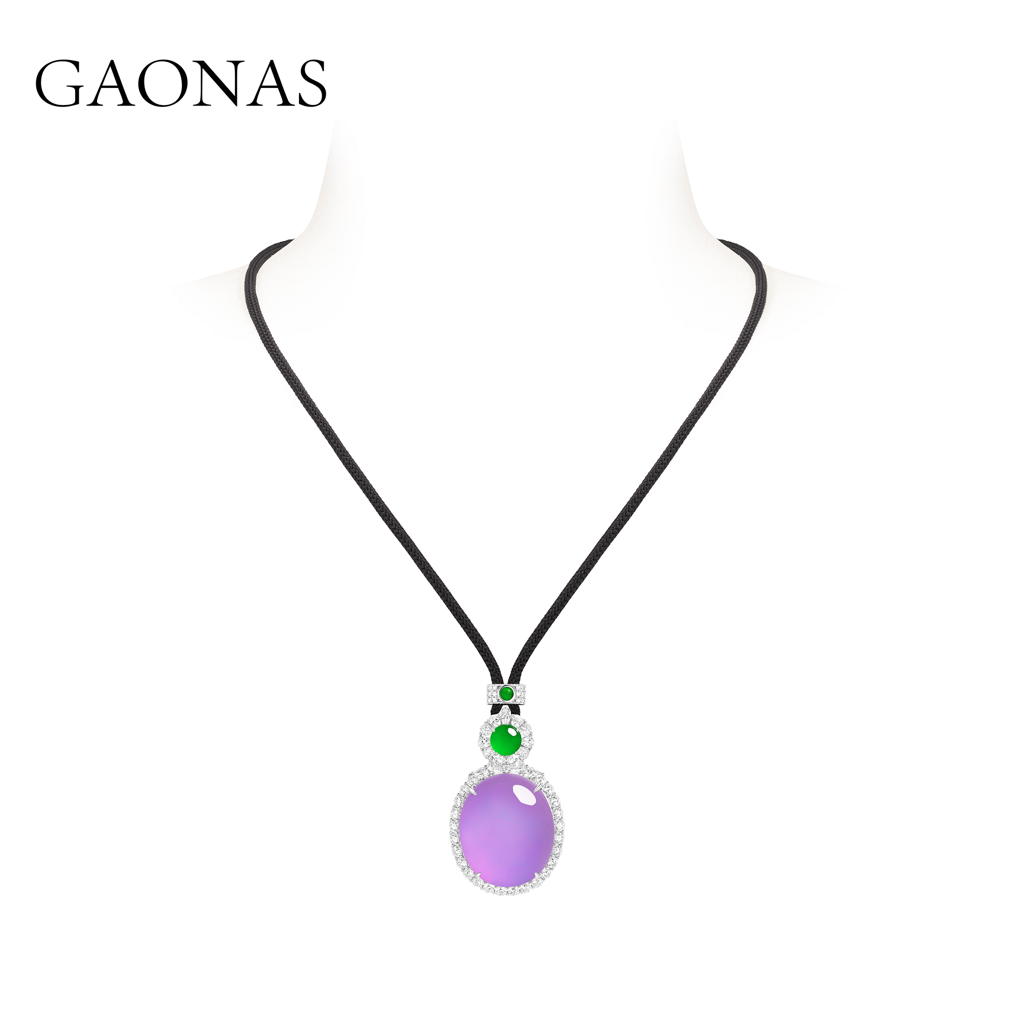 GAONAS 925银合成锆石耳饰 紫气东来 紫色蛋形项链（仿真）10399XPR