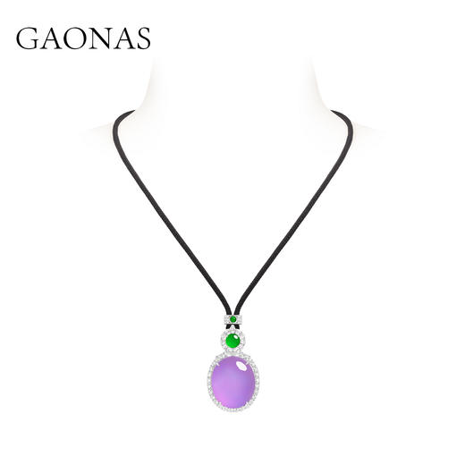 GAONAS 925银合成锆石耳饰 紫气东来 紫色蛋形项链（仿真）10399XPR 商品图0