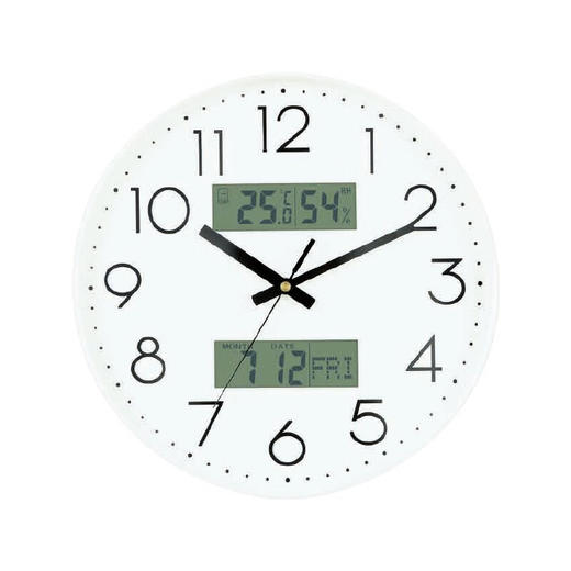 静音挂钟附液晶 泰瑟 30SW 白色 商品图0