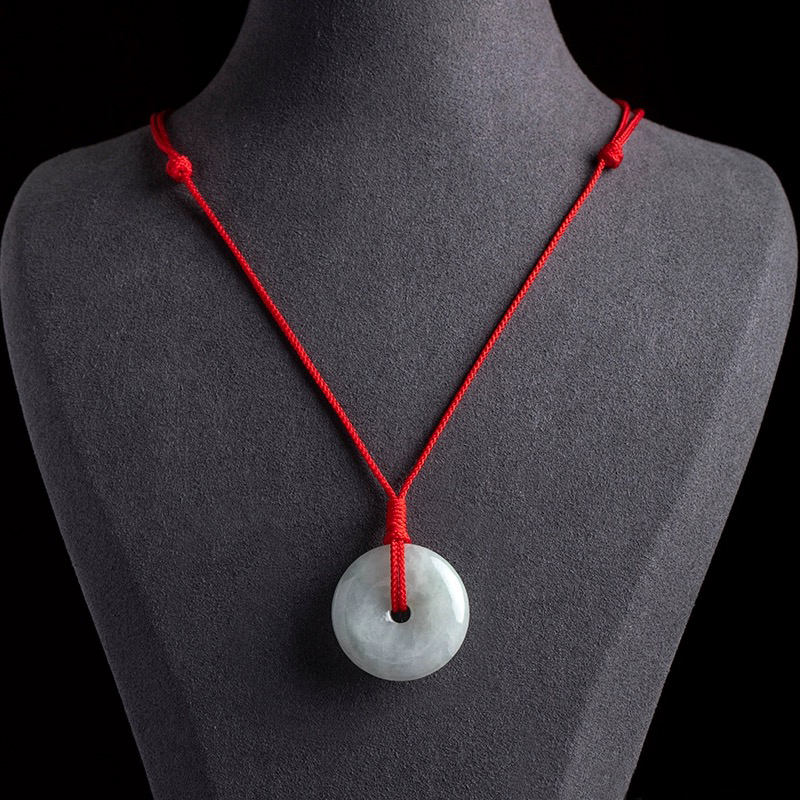 经典百搭翡翠平安扣玉坠项链吊坠配绳