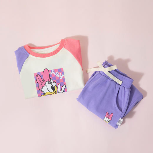 迪士尼24春款女童套装插肩袖套装运动休闲卫衣卫裤两件套 商品图7