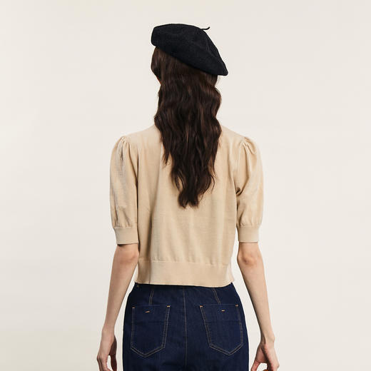 谜底V领针织开衫女士2024年夏季新品文艺风章仔绣花上衣242MZ0850 商品图2