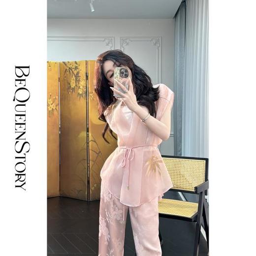 BeQueenStory【柳见青山】新中式时尚复古印花轻薄禅意中国风外搭 商品图2