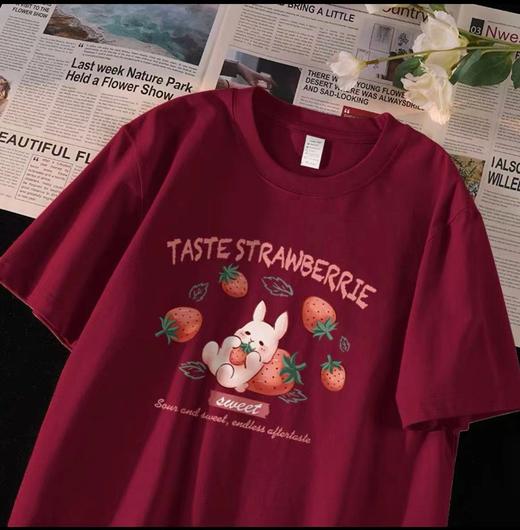 【69.9两件任选！】纯棉包领 卡通印花短袖t恤女夏季新款 成人T恤短袖宽松中长款休闲百搭上衣-QQ 商品图6