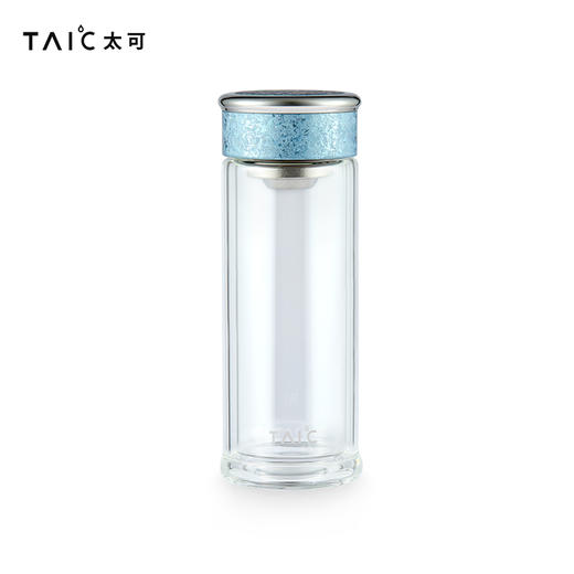 【清仓特惠5折，仅2个】TAIC太可纯钛双层高硼硅玻璃杯玻璃杯茶水分离杯360ml (瀚海蓝） 商品图1