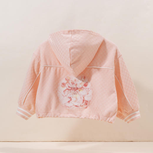 【商城同款】迪士尼2024春季新款女童连帽卫衣时尚百搭开衫中大童格纹舒适外套231DS0921 商品图2