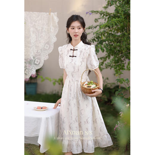 鹿向南《点春枝》新中式印花连衣裙L35265 商品图2