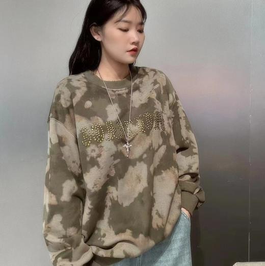 仓发12GD圆领字母饰品扎染长袖卫衣40205（绿） 春季 402161032105 商品图3