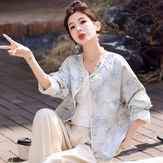 复古新中式，提花复古包边外套HR-DMGY528 商品图5