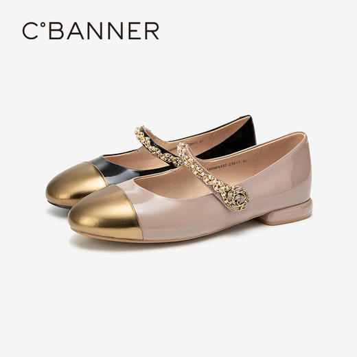 千百度时尚拼接玛丽珍鞋女春季小香风晚晚鞋单鞋A24180904 商品图1