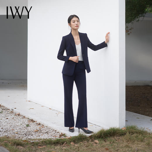 IWY/春季新款藏青色西装套装高端休闲宽松西服商务职场一粒扣裤装C14116+P34116 商品图1