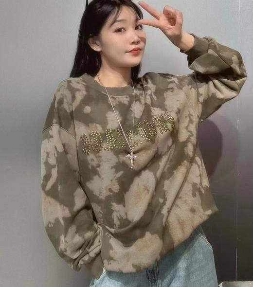 仓发12GD圆领字母饰品扎染长袖卫衣40205（绿） 春季 402161032105 商品图5