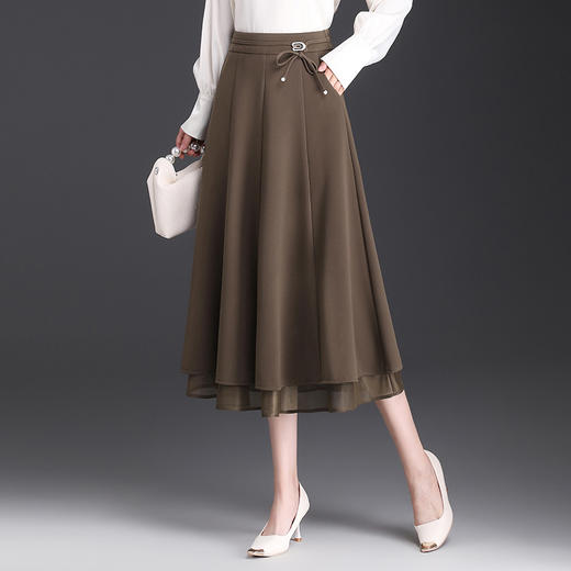 系带流苏春款后腰松紧中长款垂感修身显瘦半身裙MYX-2908 商品图2