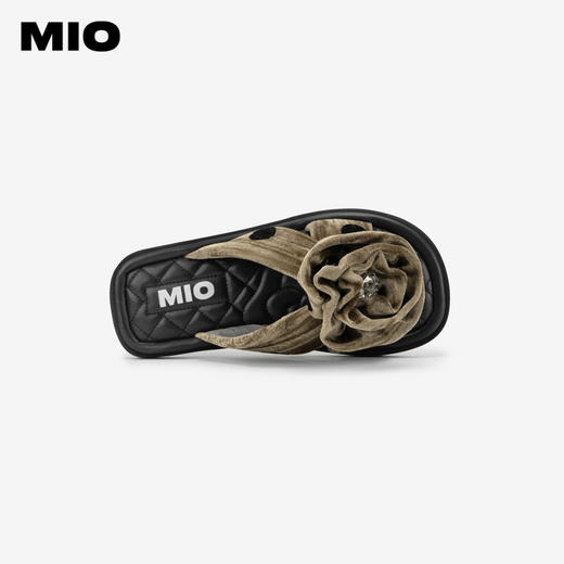 MIO米奥夏季拼色低跟拖鞋复古波点玫瑰舒软通勤一字拖女M243131221 商品图2