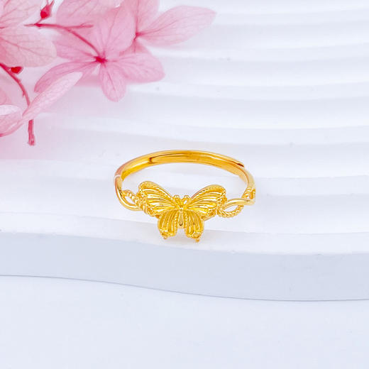 【限时克减150元】足金999 #九紫离火 (足金999字印)5G黄金活口戒指缤纷蝴蝶女戒(5GJZ00768)（预售产品下单后不退款不退货不换货不补差价） 商品图0