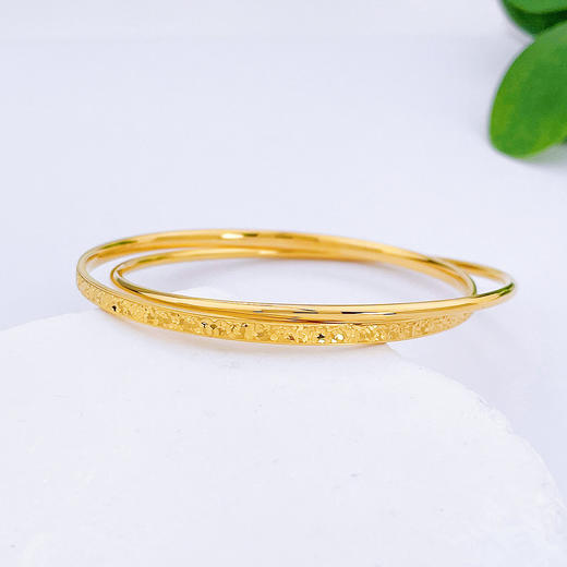 【限时克减150元】足金999.9 #碎碎冰  【精品】实心固口双环手镯光圈碎碎冰手镯(AISZ00528)预售产品下单后不退款不退货不换货不补差价） 商品图0