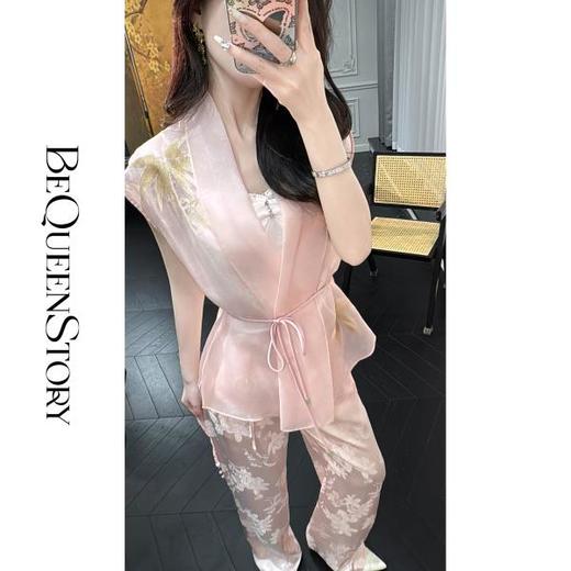 BeQueenStory【柳见青山】新中式时尚复古印花轻薄禅意中国风外搭 商品图4