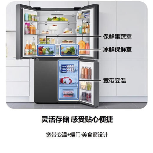 三星（SAMSUNG）RF65A93T0SG/SC 647L无霜风冷智能变频金属匀冷保湿三循环四开门电冰箱 一级能效 典雅黑 企业业务 商品图3