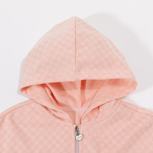 【商城同款】迪士尼2024春季新款女童连帽卫衣时尚百搭开衫中大童格纹舒适外套231DS0921 商品图4