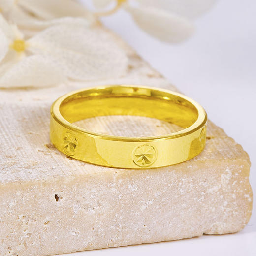 【限时克减150元】足金999.9 #小红书 【精品】实心螺丝纹米字车花（面宽约3.8-4.2mm）固口圈戒(OJZ00001)（预售产品下单后不退款不退货不换货不补差价 商品图1