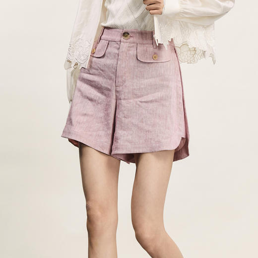 谜底A型短裤女2024年夏季新品通勤风百搭透气纯色直筒裤242MK0709 商品图3