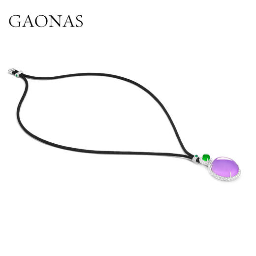 GAONAS 925银合成锆石耳饰 紫气东来 紫色蛋形项链（仿真）10399XPR 商品图2