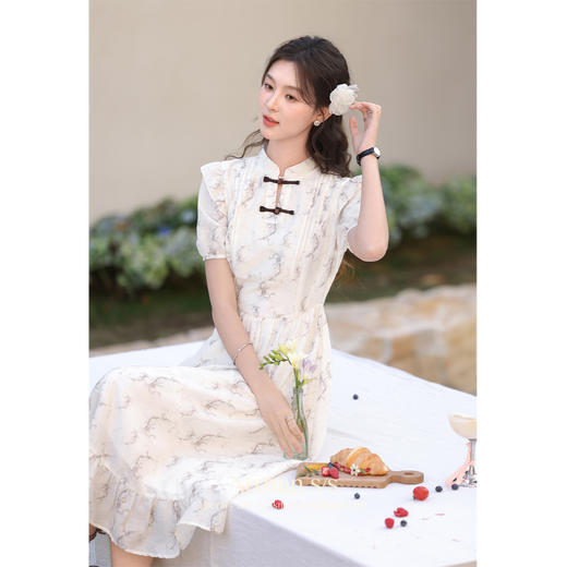 鹿向南《点春枝》新中式印花连衣裙L35265 商品图1