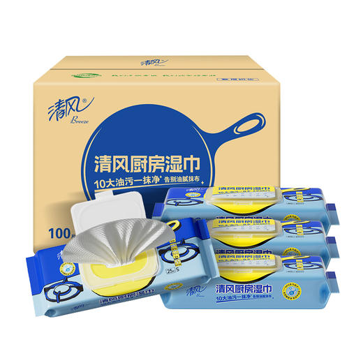 【官方自营】清风厨房湿巾25片4包箱装 商品图6