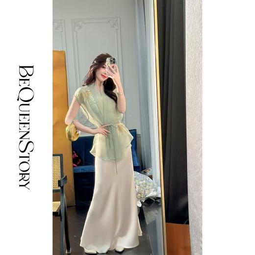 BeQueenStory【柳见青山】新中式时尚复古印花轻薄禅意中国风外搭 商品图3