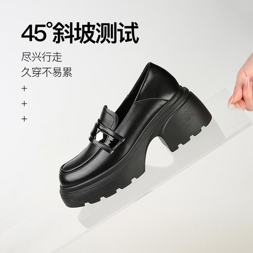 ZHR则则时尚亮面厚底乐福鞋女鞋2024春季新款休闲两穿百搭小皮鞋 商品图9