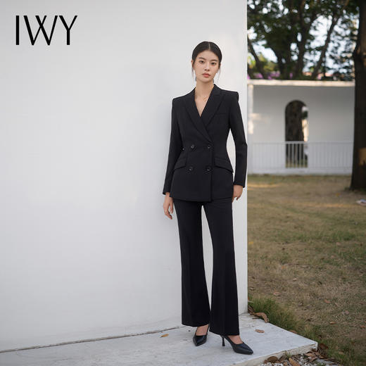 IWY/黑色西装套装修身长袖显瘦高级感商务正式场合通勤西服ol工装C13309+P33309 商品图0