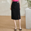 米思阳2026春季新款通勤优雅半身裙褶皱开叉修身气质小黑裙女0584 商品缩略图0