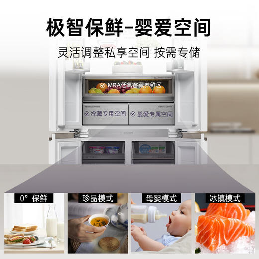 清水岩-卡萨帝501升原创平嵌十字四开门嵌入式白色家用一级能效超薄电冰箱BCD-501WGCTDM4GDU1 商品图5